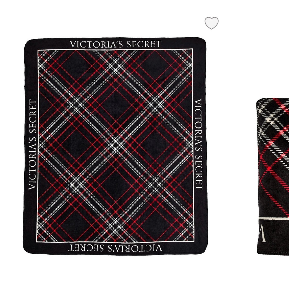 Victoria's Secret Black and Red Plaid Throw 50x60